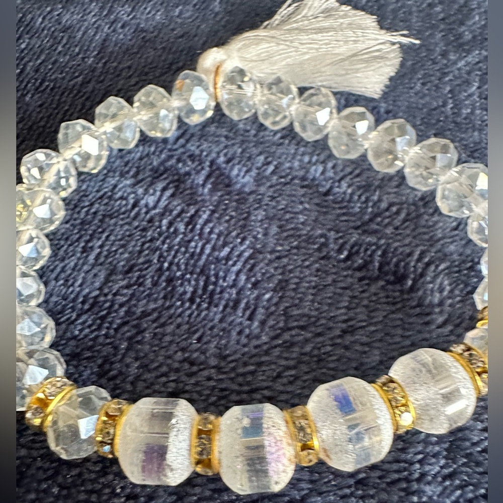 Bead Stretch Bracelet with Gold Accents *Bundle items for Best Prices”